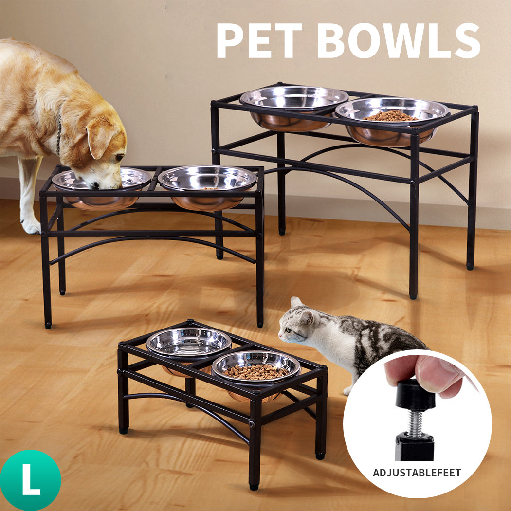 Pawz Pet Feeder Bowl Dual Elevated Raised Dog Puppy Stainless-Stee