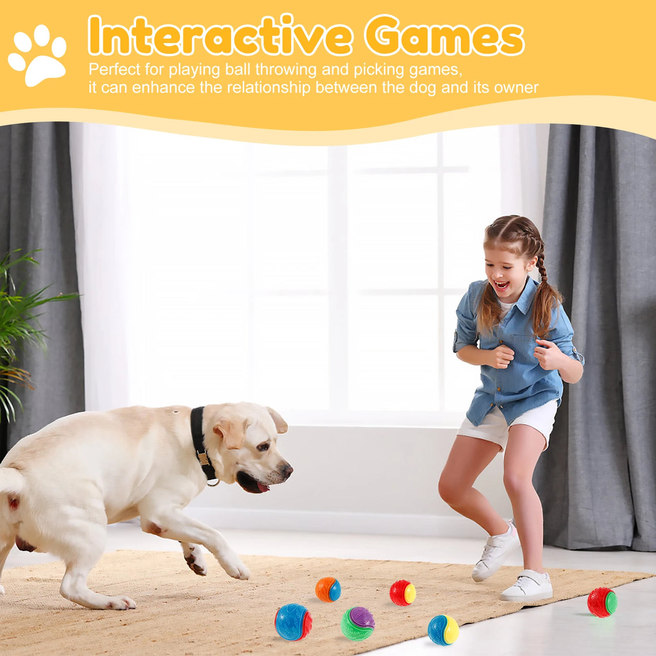 6Pcs Squeaky Balls Toys Dogs Interactive Toys TPR Dog Chew Toy for Dog Pet Teeth Cleaning Bite Resistance Pet Supplies